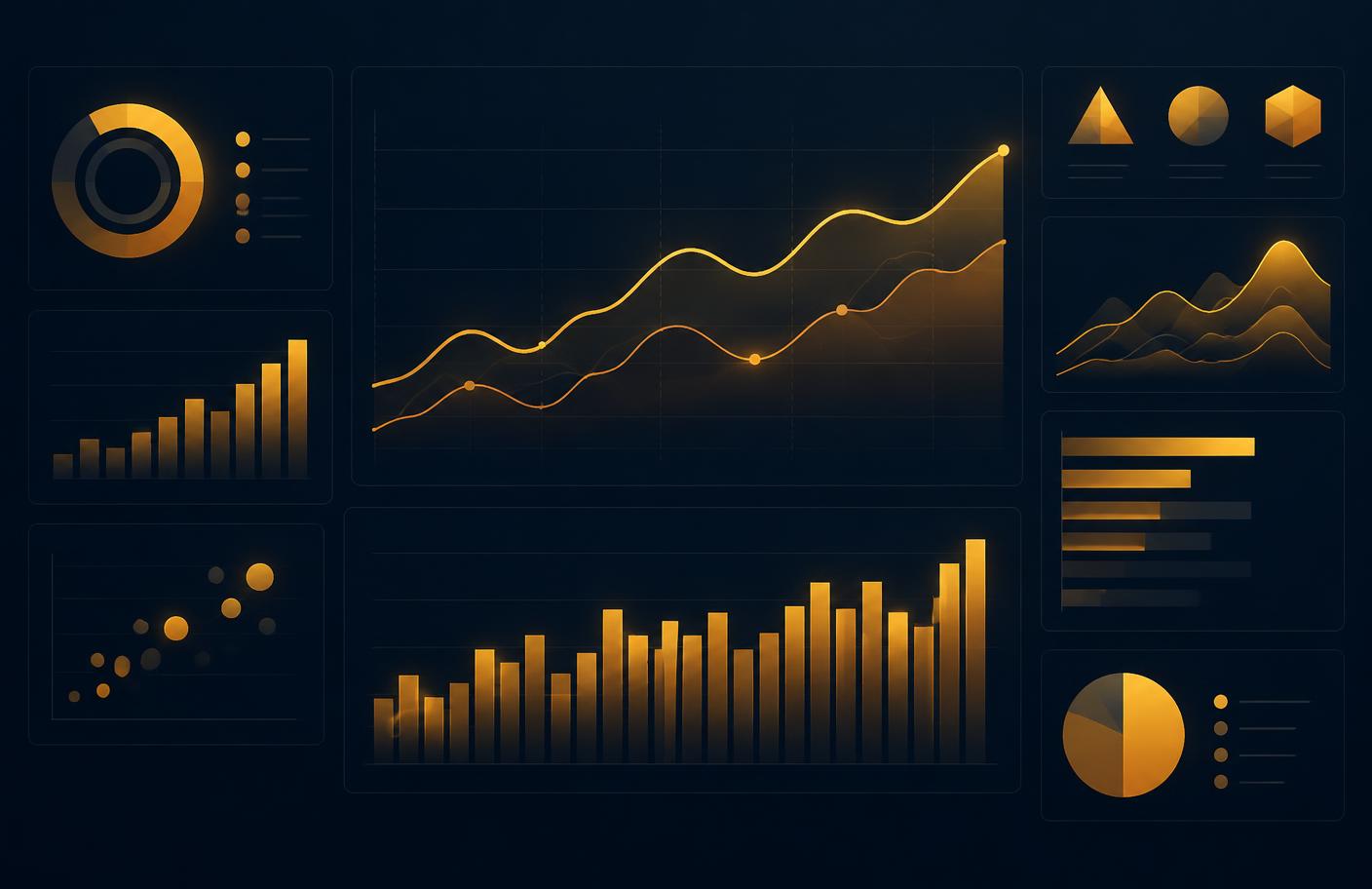 Abstract marketing performance charts